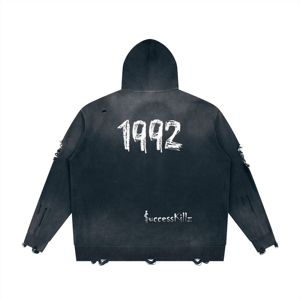 Unisex $K “1992” Distressed Full Zip Hoodie