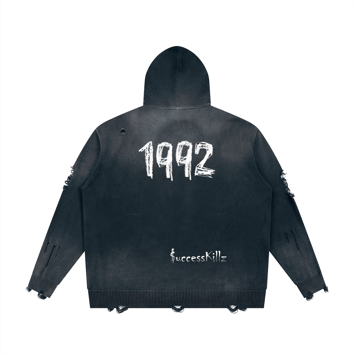 Unisex $K “1992” Distressed Full Zip Hoodie