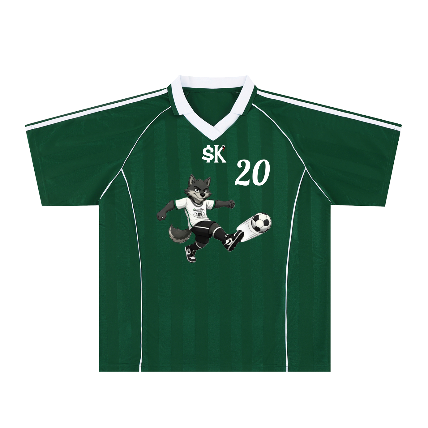 $K WillyWolf “2020” Stripe Collared Soccer Jersey