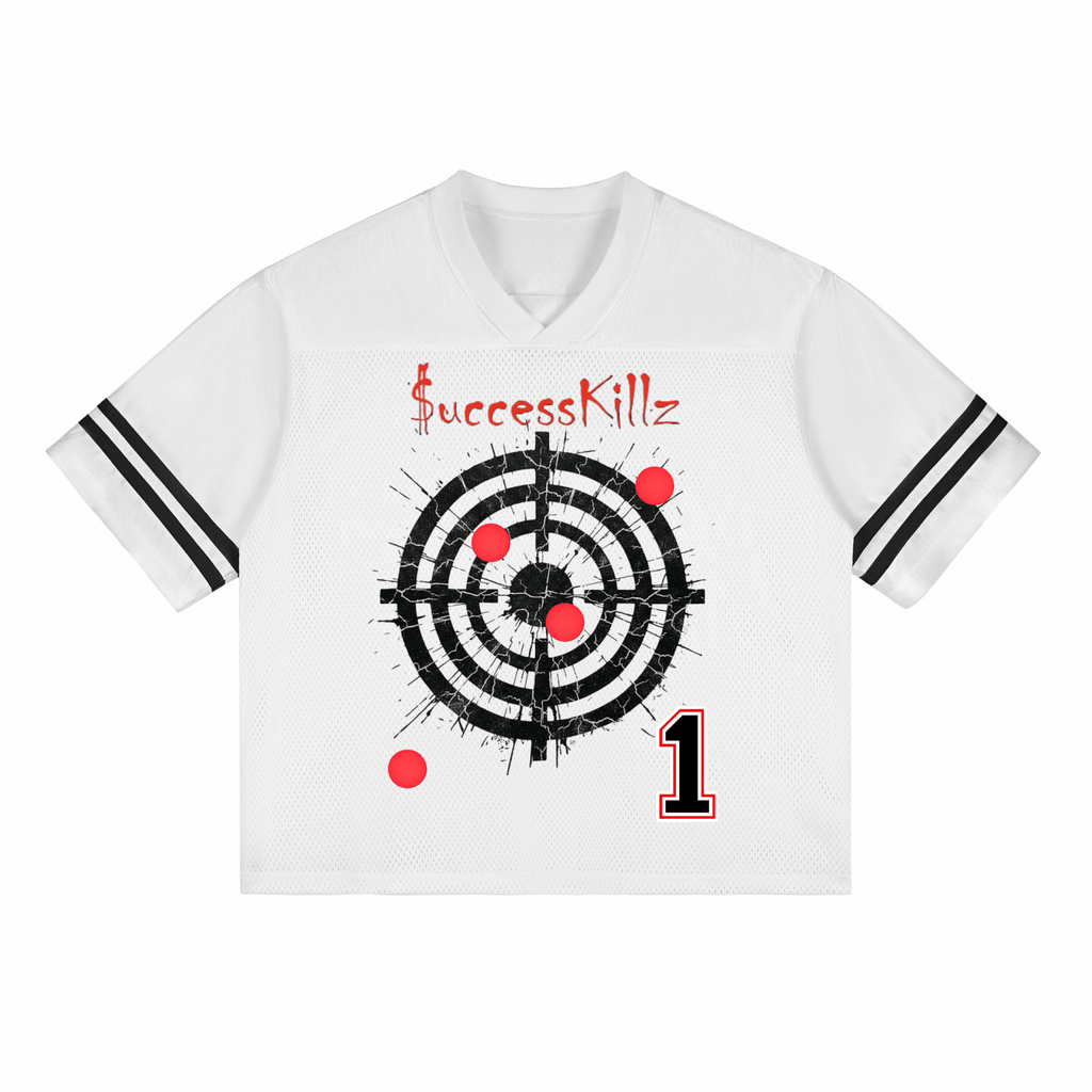 $uccessKillz “Bullseye” + “Faith Over Fear” Striped Football Jersey
