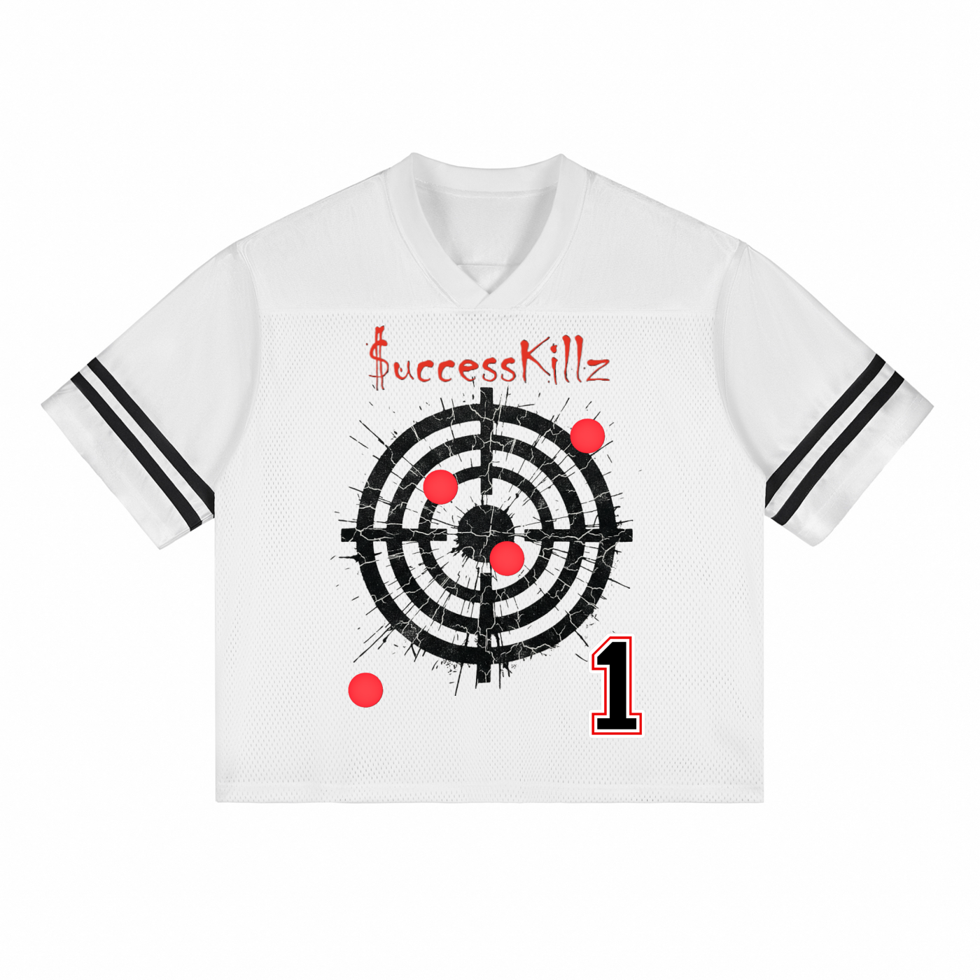 $uccessKillz “Bullseye” + “Faith Over Fear” Striped Football Jersey