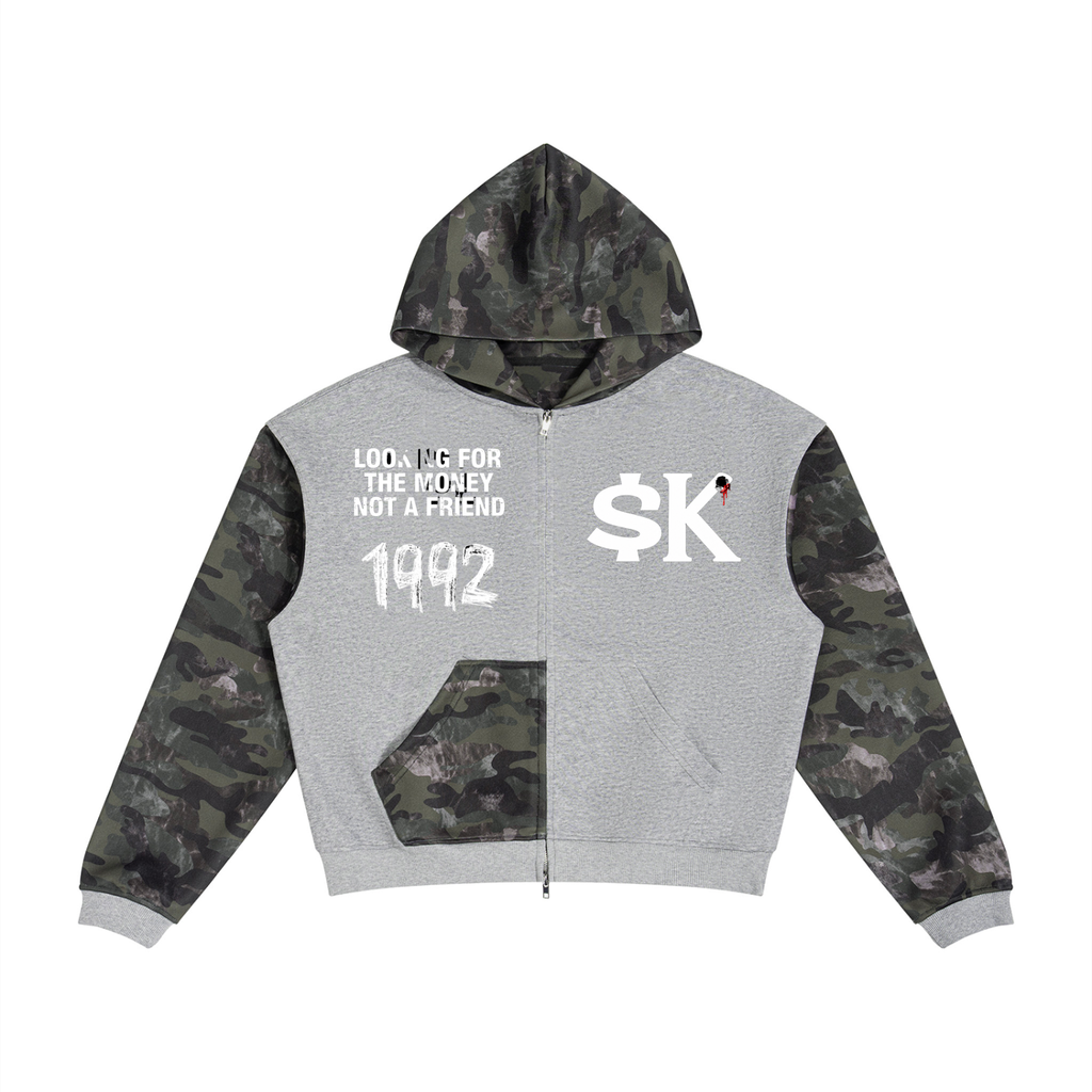 Unisex $K “Looking For The Money Not A Friend” Camo Zip Hoodie