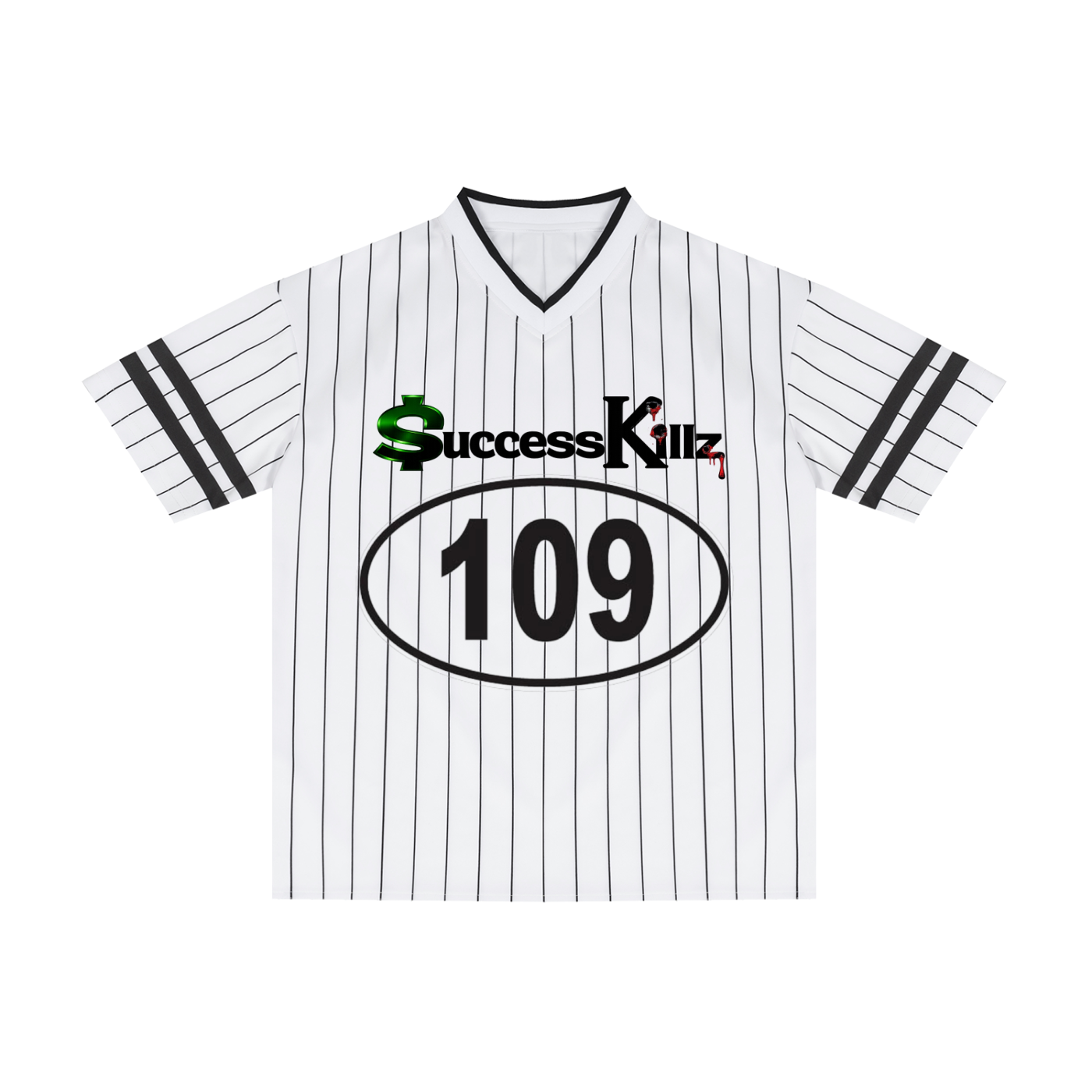 Unisex $uccessKillz “109” Pinstriped Baseball Jersey