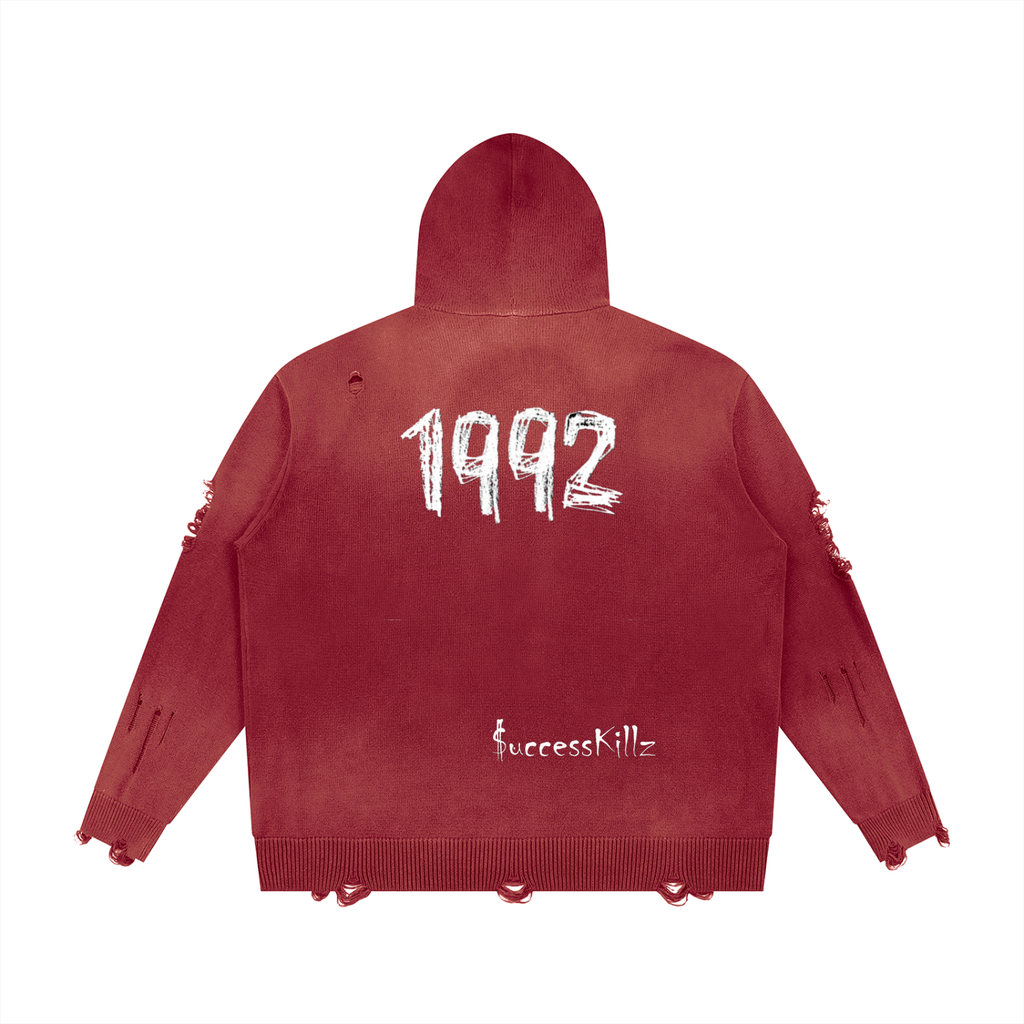 Unisex $K “1992” Distressed Full Zip Hoodie