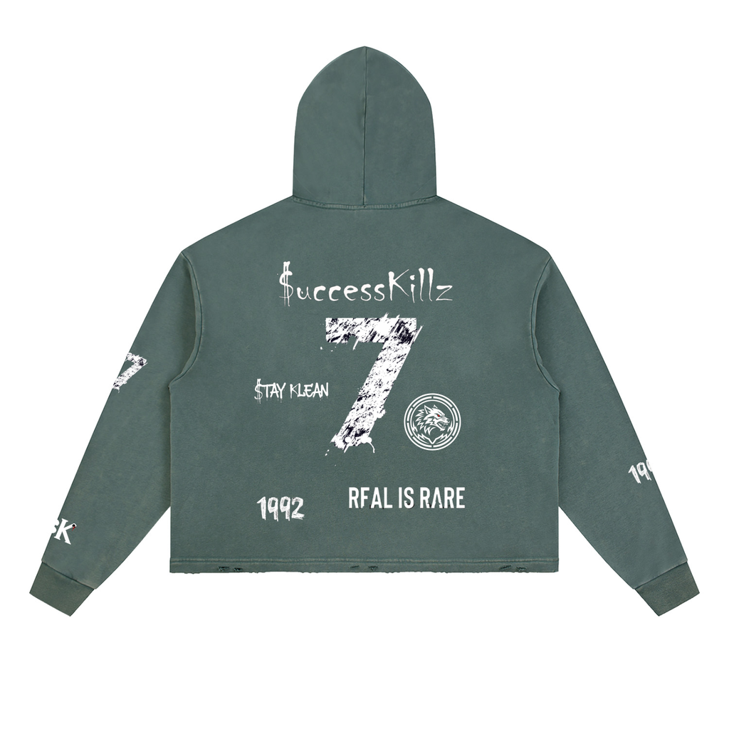 $uccessKillz “$TAY KLEAN” + “REAL IS RARE” Vintage Washed Hoodie