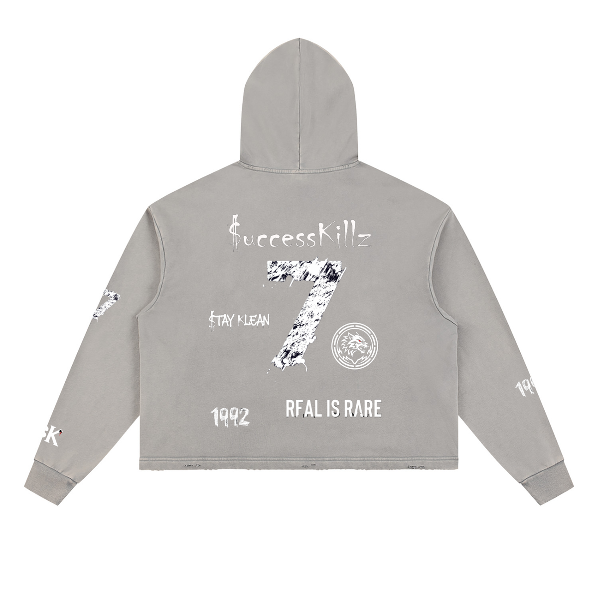$uccessKillz “$TAY KLEAN” + “REAL IS RARE” Vintage Washed Hoodie