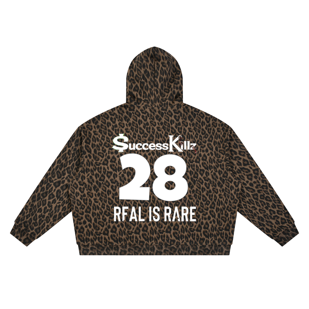 Unisex $K “REAL IS RARE” Leopard Zip Hoodie