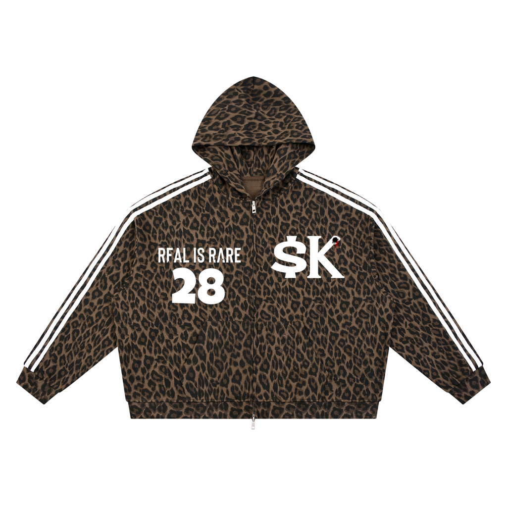 Unisex $K “REAL IS RARE” Leopard Zip Hoodie