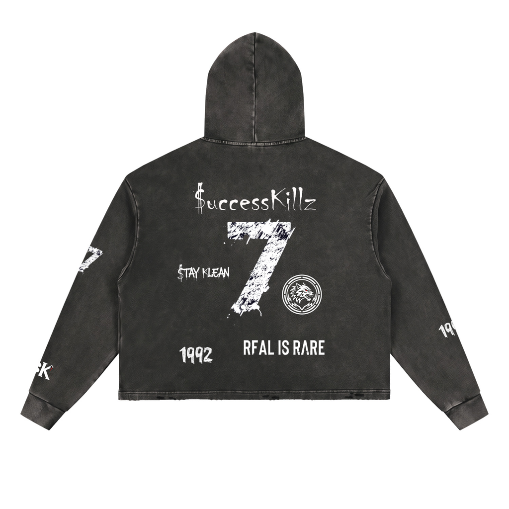 $uccessKillz “$TAY KLEAN” + “REAL IS RARE” Vintage Washed Hoodie