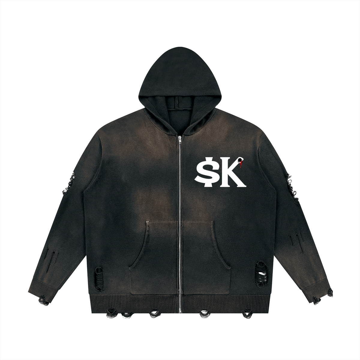 Unisex $K “1992” Distressed Full Zip Hoodie