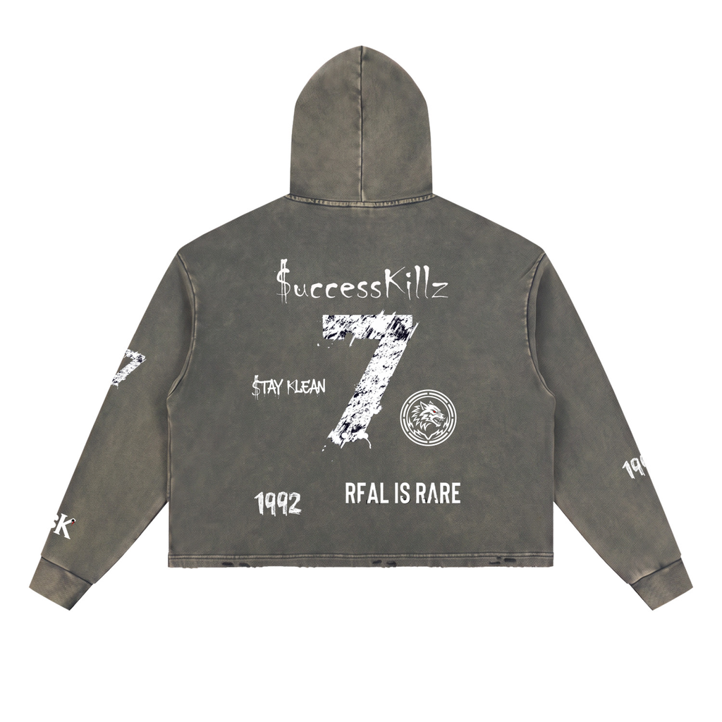 $uccessKillz “$TAY KLEAN” + “REAL IS RARE” Vintage Washed Hoodie