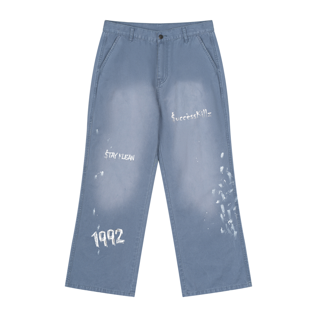 Men's $uccessKillz Vintage “$TAY KLEAN” Paint Splatter Denim Jeans
