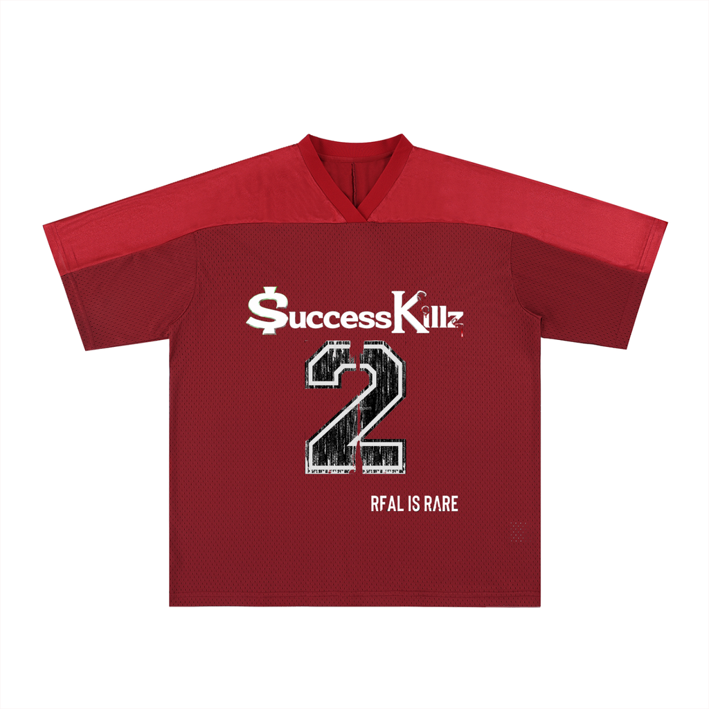 $uccessKillz “REAL IS RARE” Blood Red Football Jersey