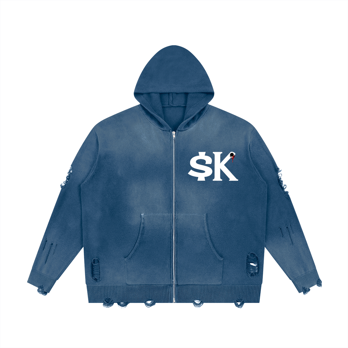 Unisex $K “1992” Distressed Full Zip Hoodie