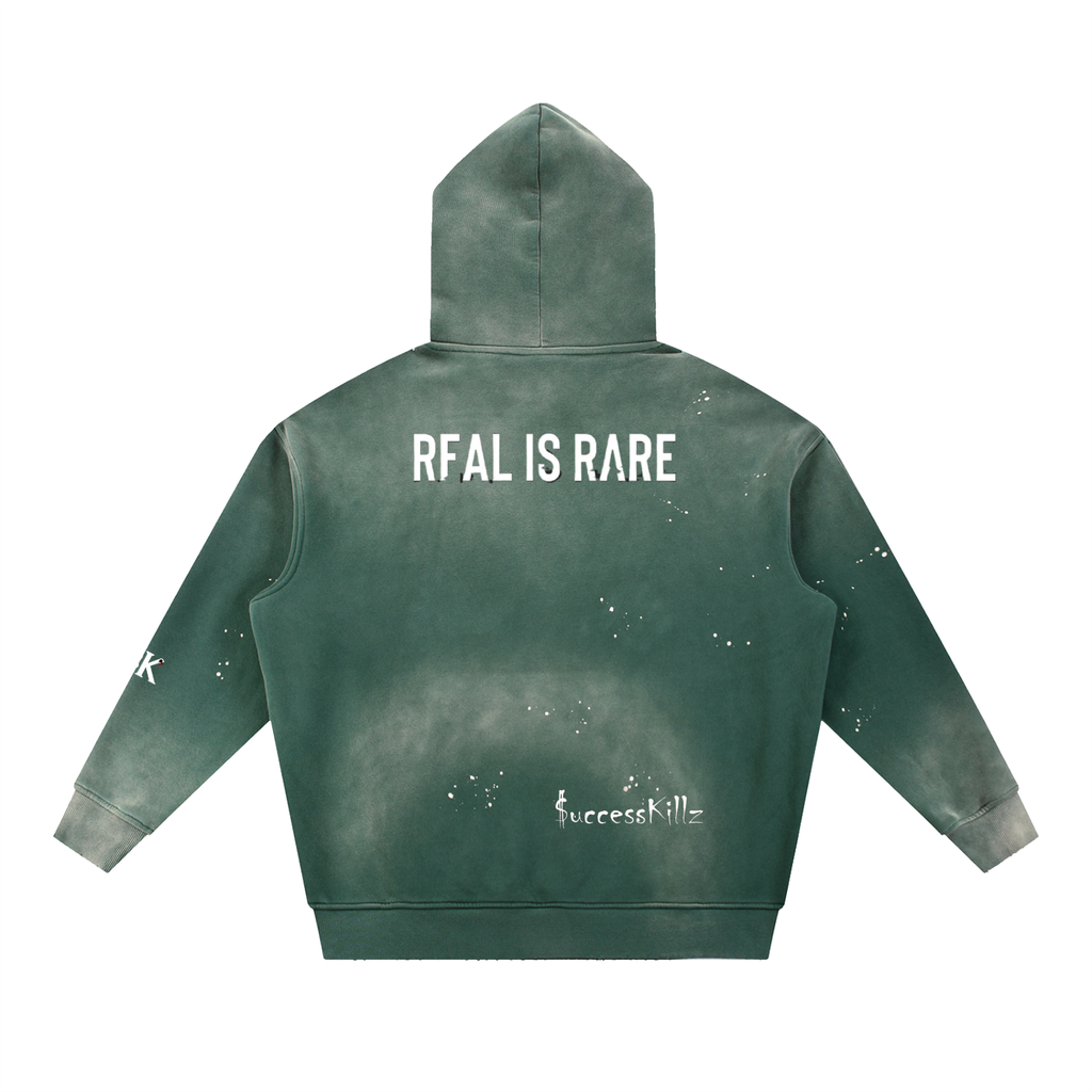 $uccessKillz “REAL IS RARE” Vintage Washed Frayed Hoodie