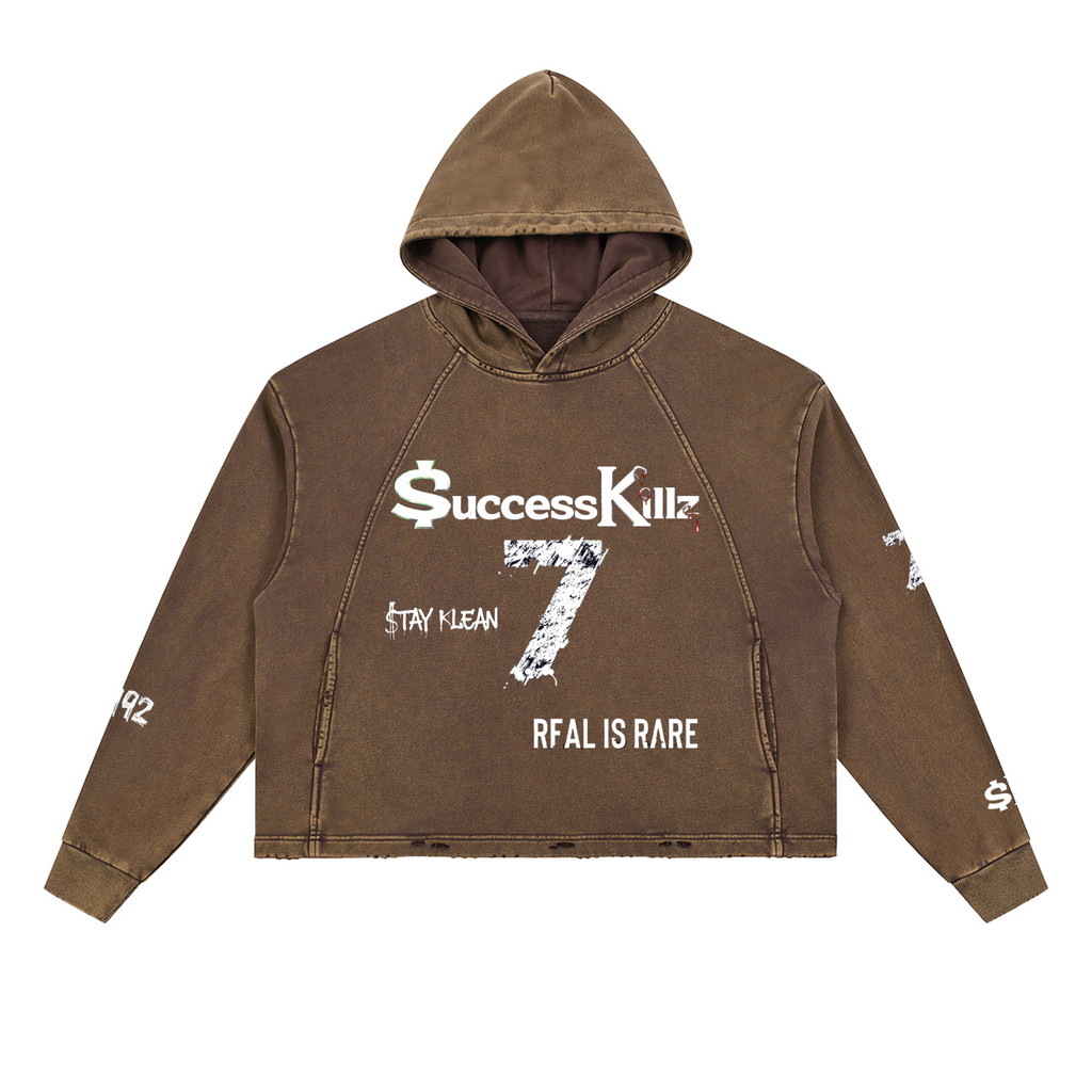 $uccessKillz “$TAY KLEAN” + “REAL IS RARE” Vintage Washed Hoodie