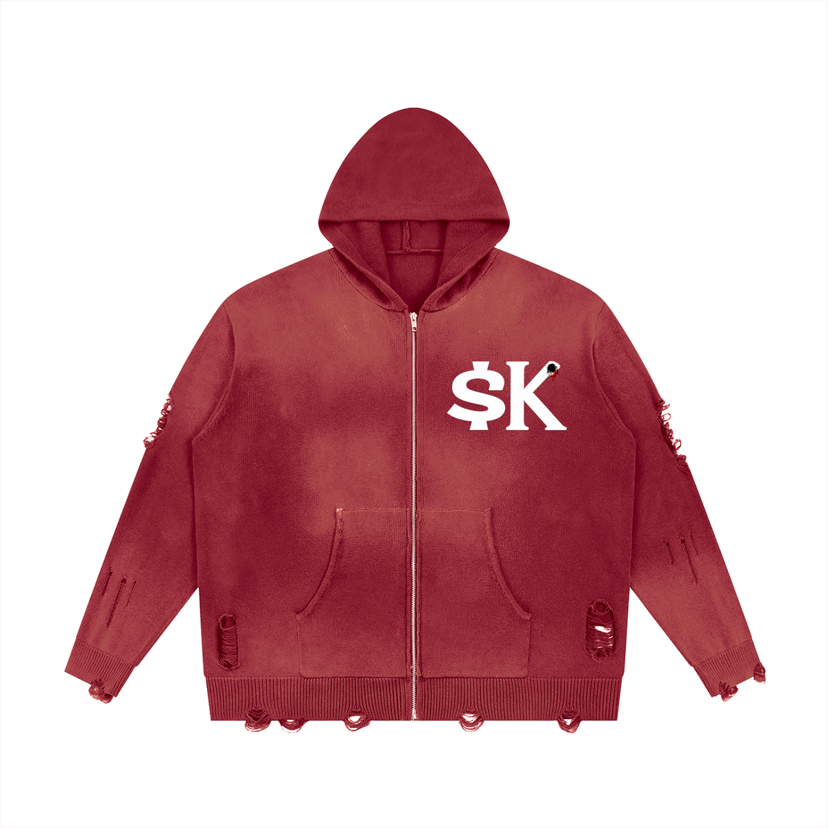 Unisex $K “1992” Distressed Full Zip Hoodie