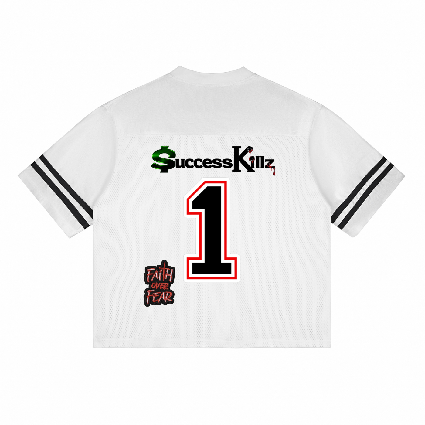 $uccessKillz “Bullseye” + “Faith Over Fear” Striped Football Jersey