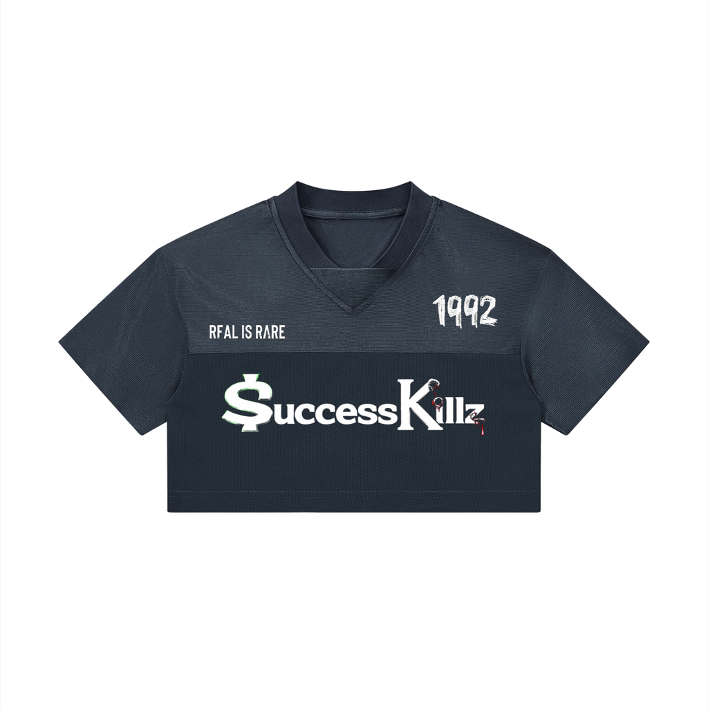 Women's $uccessKillz “REAL IS RARE” + “1992” Retro Crop Football Jersey
