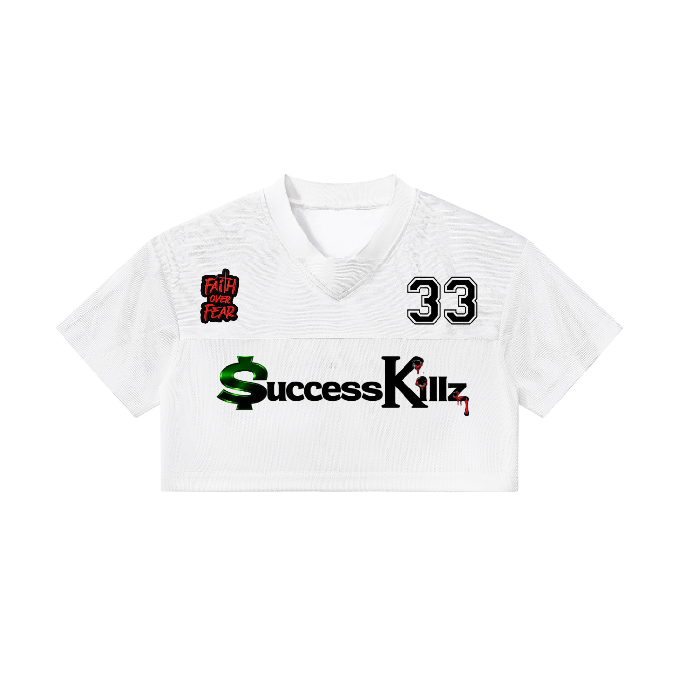 Women's $uccessKillz “Faith Over Fear” Retro Crop Football Jersey