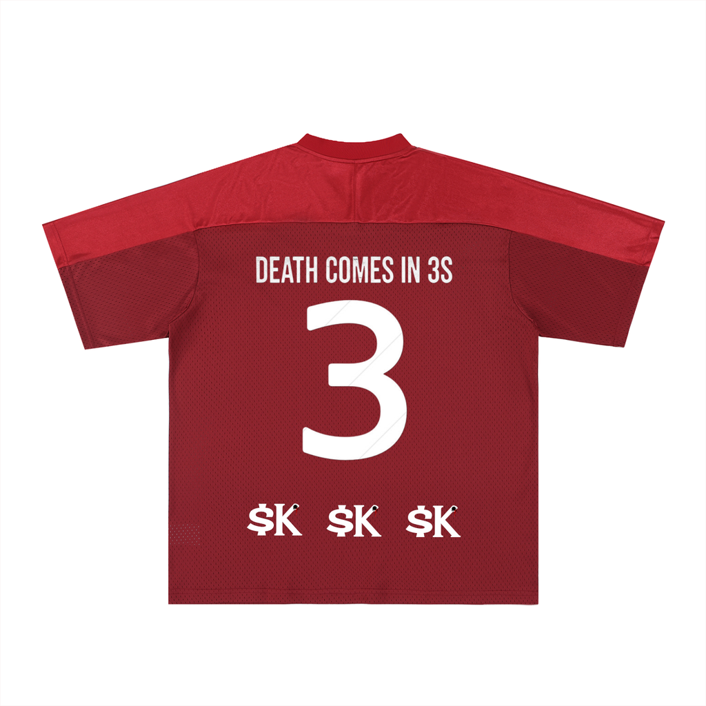 $uccessKillz “Death Comes In 3s” Blood Red Football Jersey