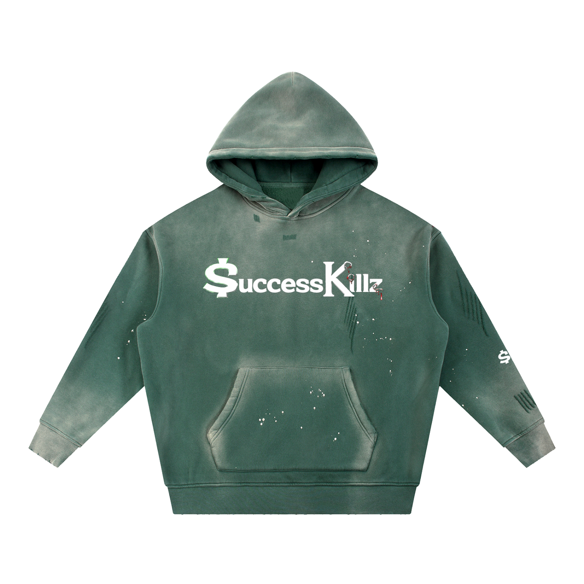 $uccessKillz “REAL IS RARE” Vintage Washed Frayed Hoodie