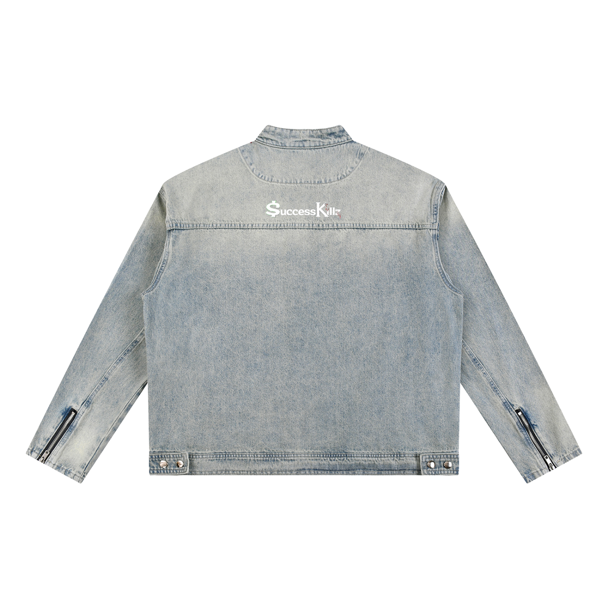 $K Vintage Wash Zip Denim Jacket