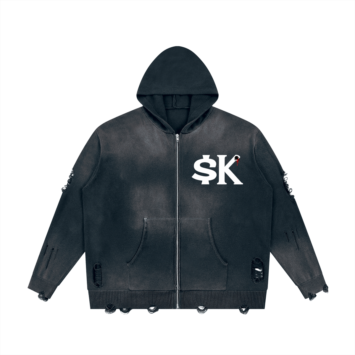 Unisex $K “1992” Distressed Full Zip Hoodie