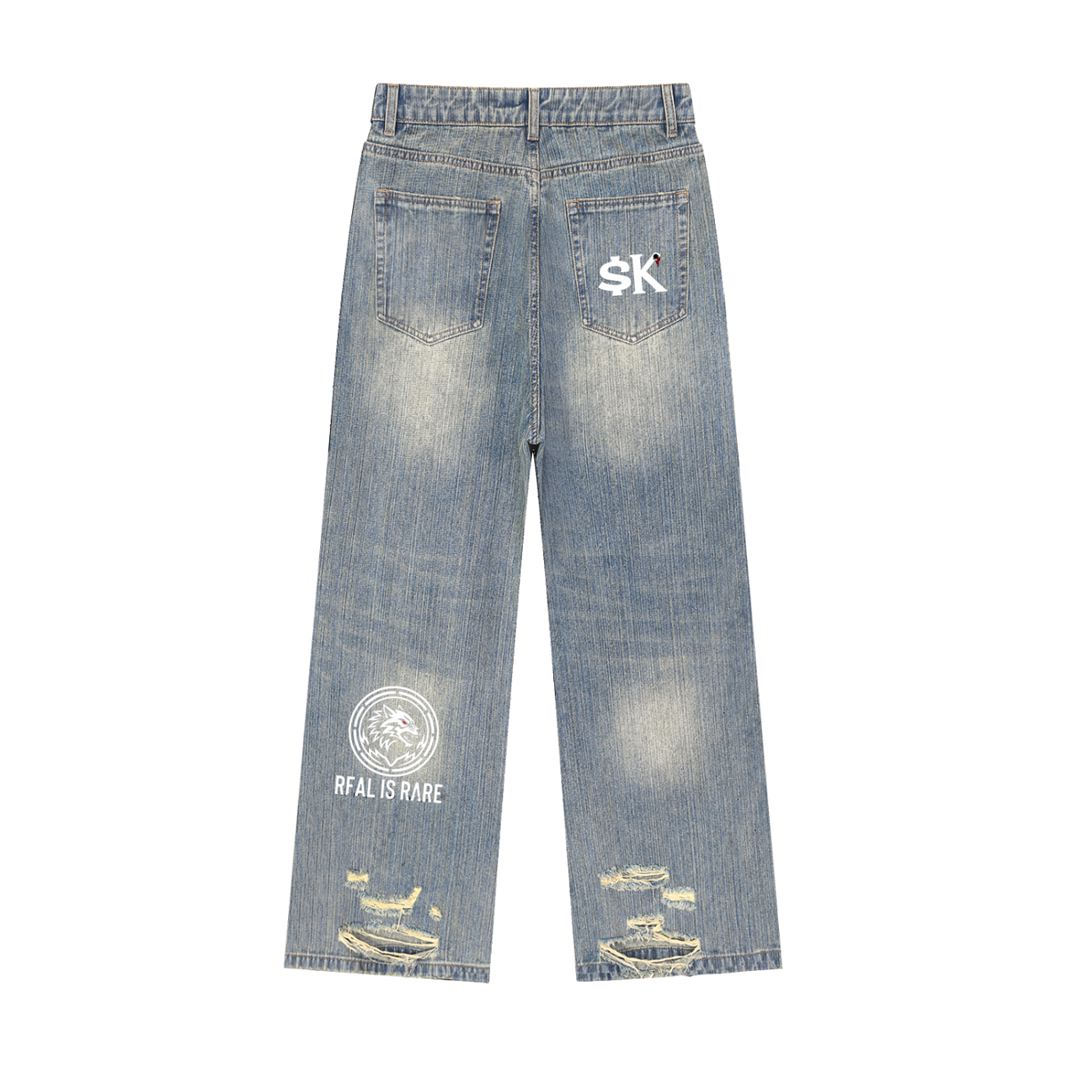 $uccessKillz “REAL IS RARE” Vintage Wash Distressed Denim Jeans