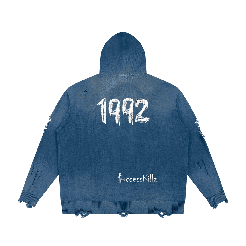 Unisex $K “1992” Distressed Full Zip Hoodie