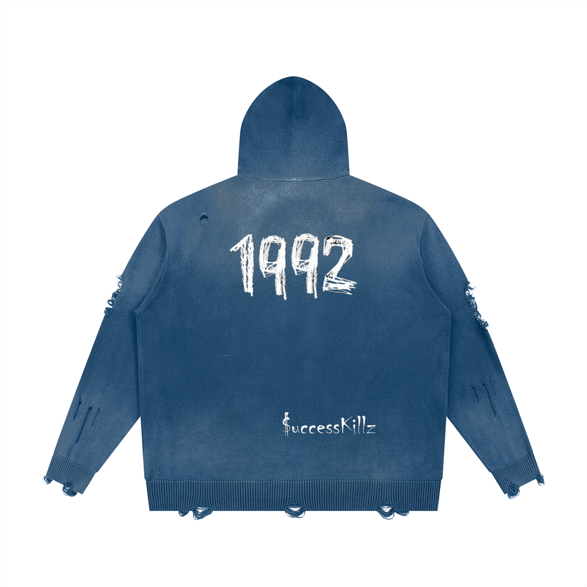Unisex $K “1992” Distressed Full Zip Hoodie