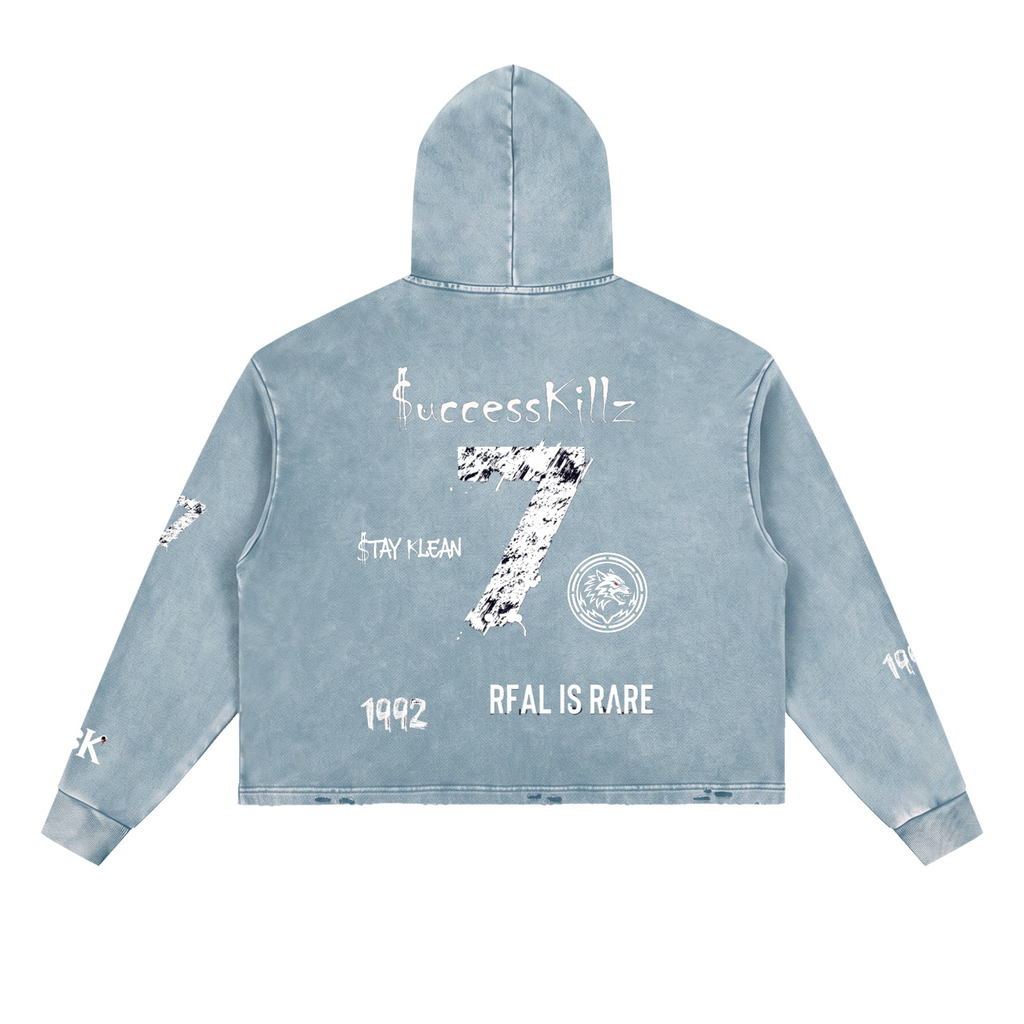 $uccessKillz “$TAY KLEAN” + “REAL IS RARE” Vintage Washed Hoodie